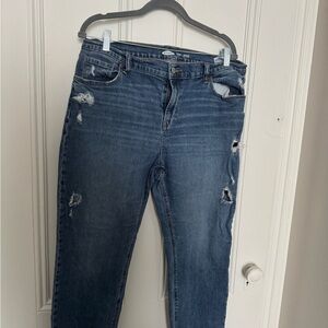 Old Navy Dark Blue Distressed Boyfriend Jeans